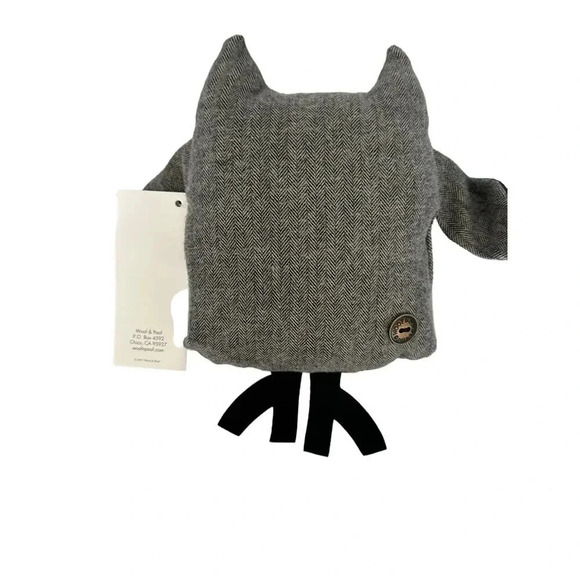 Woof & Poof Gray Red Handmade Owl Stuffed Toy Owl Pillow Plush - Picture 2 of 2